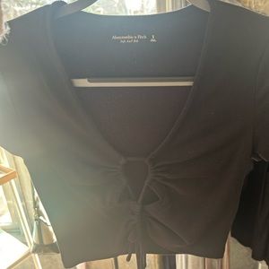 Ribbed tie front crop top